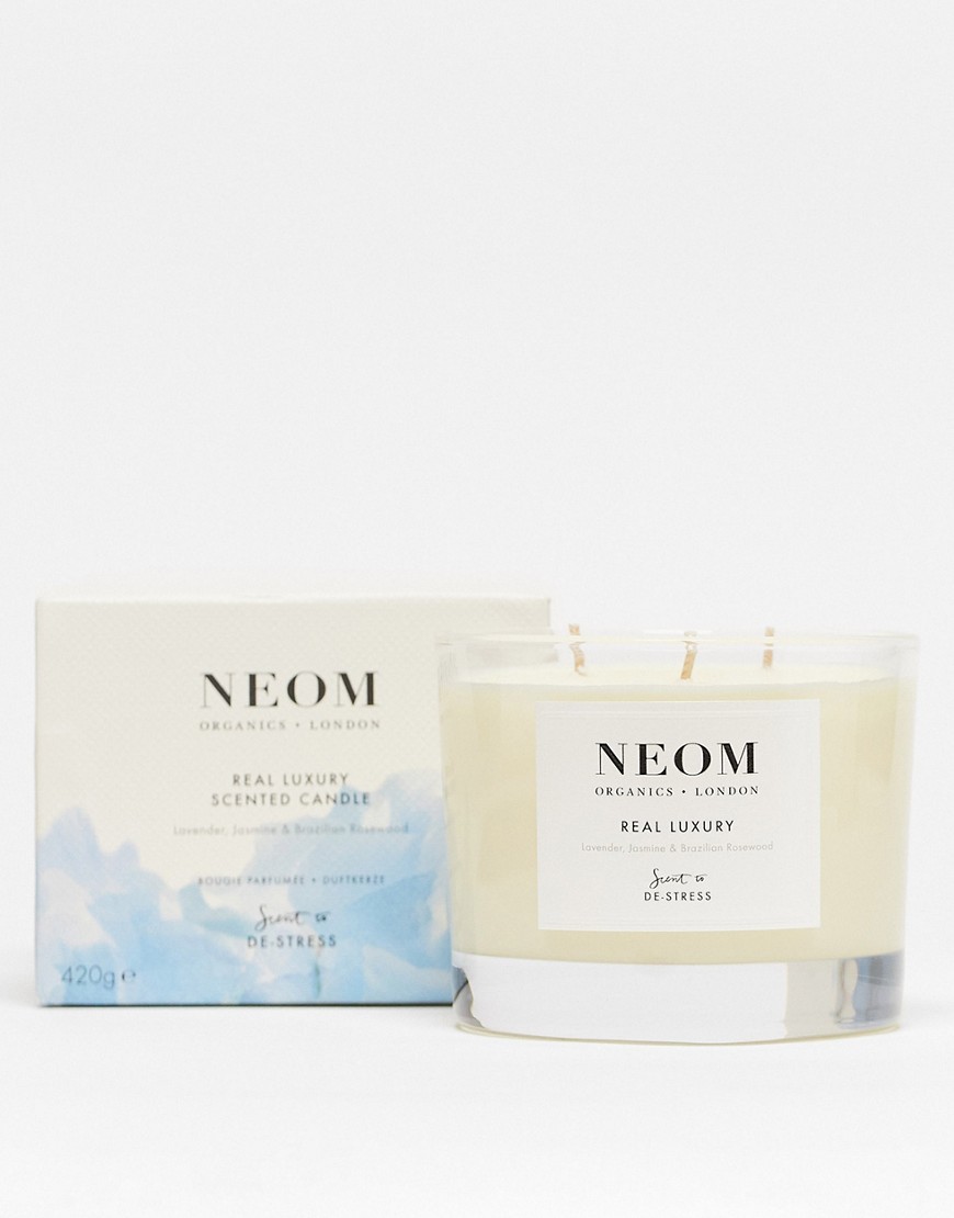 NEOM – Real Luxury – Doftljus med lavendel, rosenträ och jasmin (3 veke)-Ingen färg
