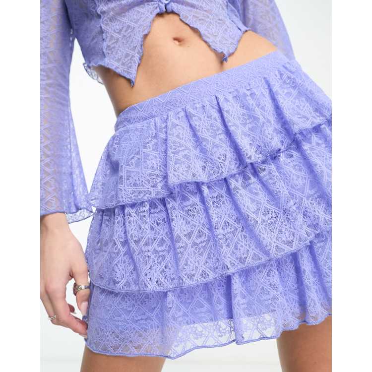 Neon & Nylon lace tiered mini skirt in purple - part of a set | ASOS