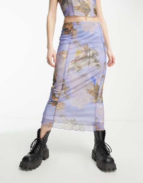 Neon & Nylon low rise midi skirt co-ord in cherub print 