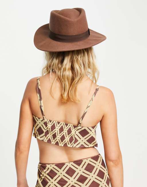Neon & Nylon mesh scarf top in brown check - part of a set, 3 of 4