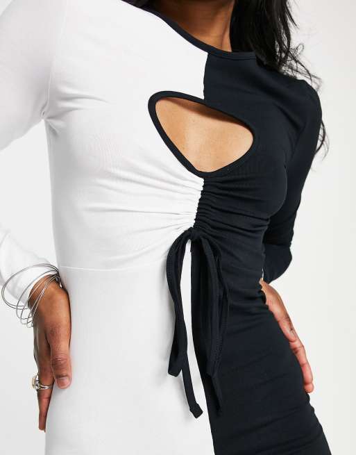 Neon & Nylon mini dress with cut out detail in black and white | ASOS