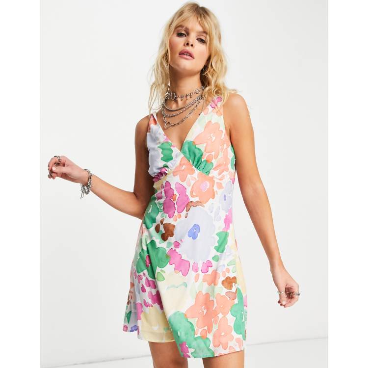 Ameri NEON FLOWER I LINE DRESS