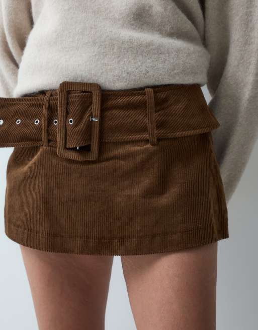 Neon Rose belted cord skort in brown, 2 of 5