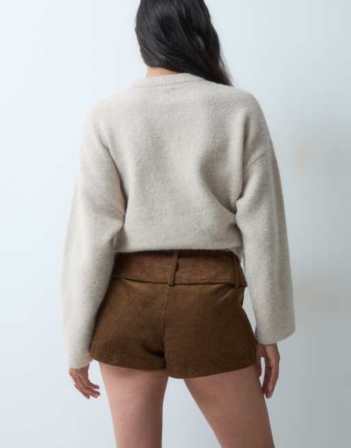 Neon Rose belted cord skort in brown, 4 of 5