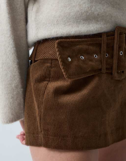Neon Rose belted cord skort in brown, 5 of 5