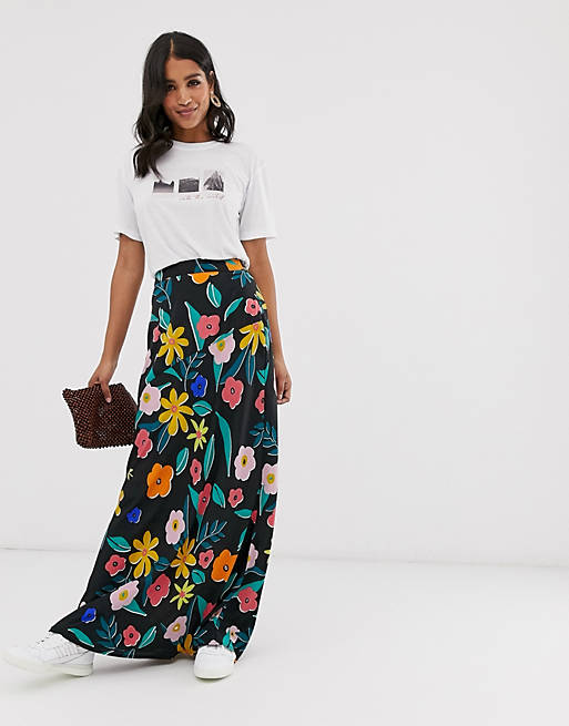 Neon Rose bias cut maxi skirt in retro floral | ASOS