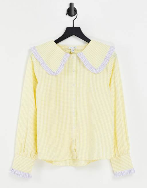 Neon Rose - Camicia comoda a quadretti con colletto oversize