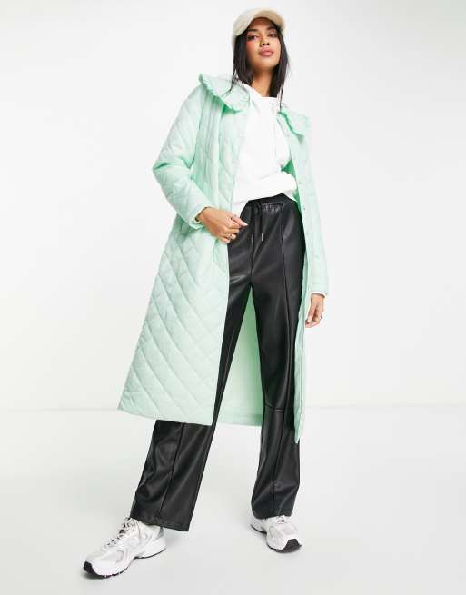 Neon Rose - Cappotto comodo imbottito con cintura e colletto colore pastello