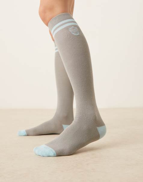 Neon Rose - Chaussettes hauteur genou - Gris et bleu - view 1