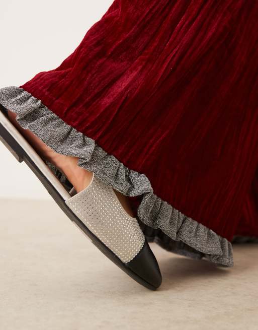 Neon Rose crinkle velvet wide leg trouser co-ord in burgundy, 2 of 5