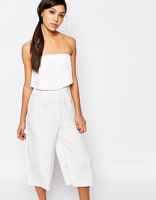 Neon Rose Crop Layer Relaxed Bandeau Jumpsuit | ASOS