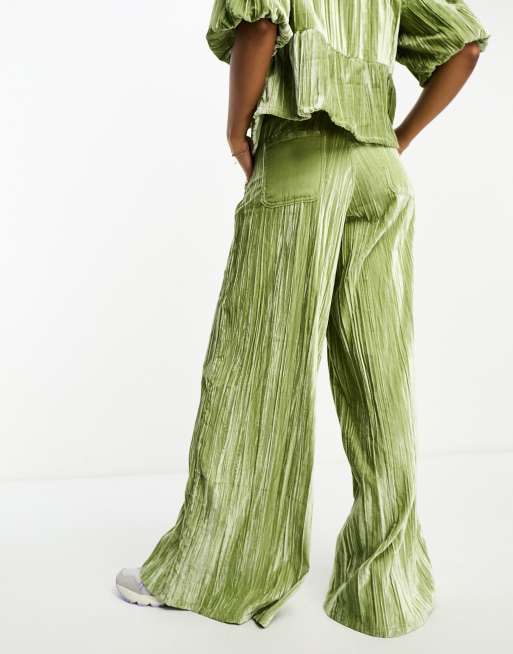 Crushed Velvet Co-ord Wide Leg Trousers