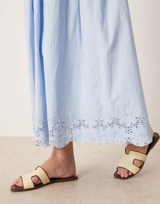 Neon Rose embroidered edge midaxi skirt in blue
