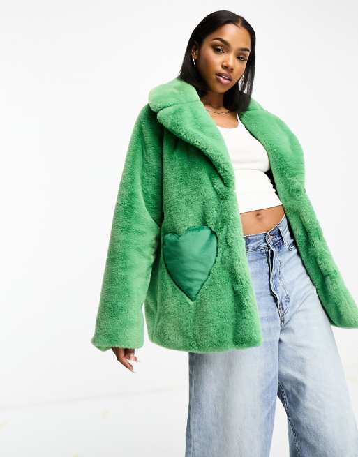 Heart shaped discount faux fur coat