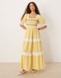 [Neon Rose] Neon Rose gingham puff sleeve midaxi dress in yellow 8 Lemon