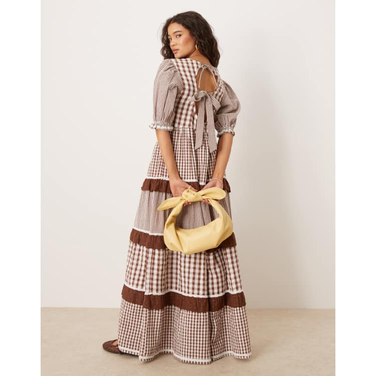 princess polly baby blue dress Moonrise Melody Mesh Maxi Dress Brown Size L from Hello Molly main image 0