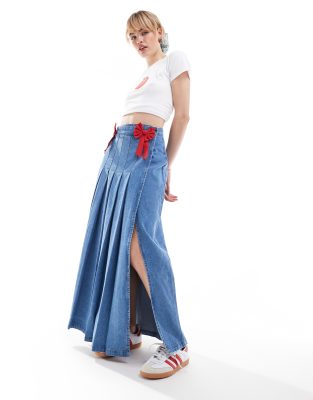 Gonna Garden Blu Elegante in Tessuto Mikado Stamato - Made in Italy