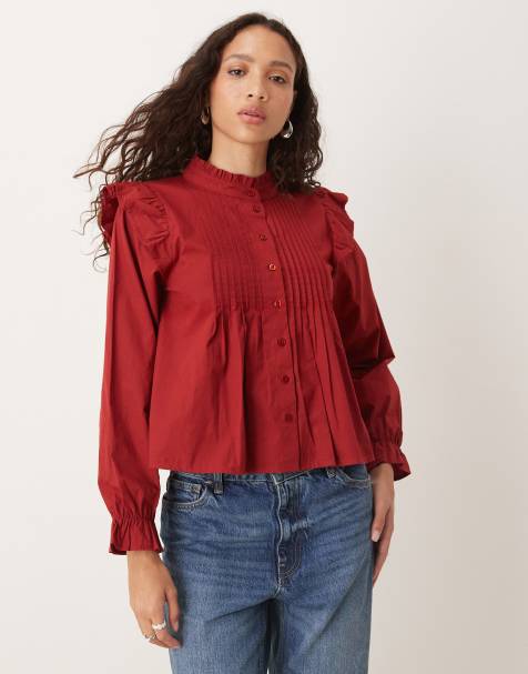 Neon Rose high neck blouse in burgundy - view 1