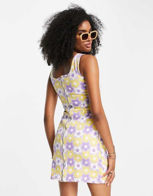 Rose Jaren 60 stijl jurk met en vierkante hals in retro bloemenprint | ASOS