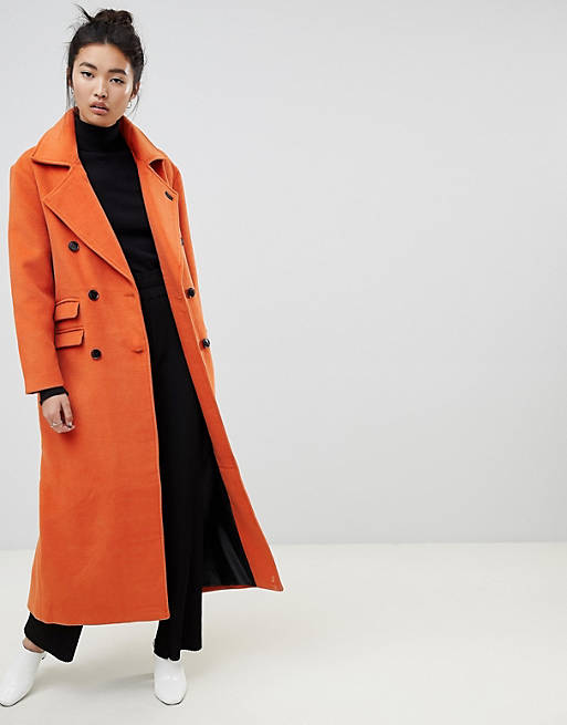 Neon Rose maxi double breasted overcoat