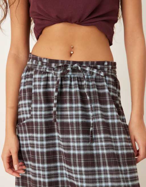 Neon Rose midaxi navy plaid skirt, 4 of 5