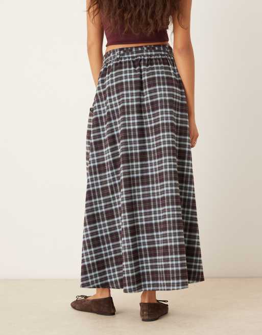 Neon Rose midaxi navy plaid skirt, 5 of 5