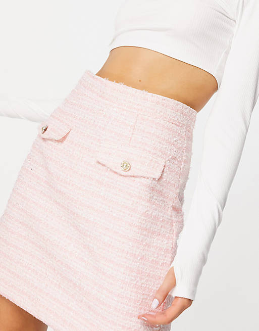 Neon Rose mini skirt in pastel boucle co-ord