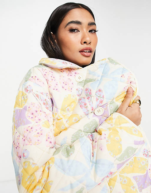 Neon Rose oversized jacket in quilted floral - part of a set | ASOS