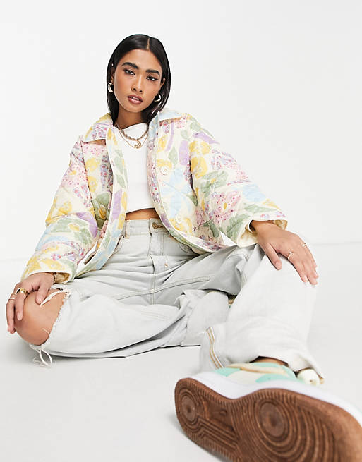 Neon Rose oversized jacket in quilted floral - part of a set | ASOS