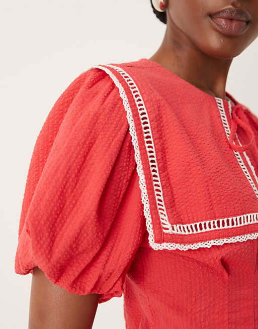Neon Rose oversized sailor collar fitted blouse in red | ASOS Neon Rose oversized sailor collar fitted blouse in red | ASOS