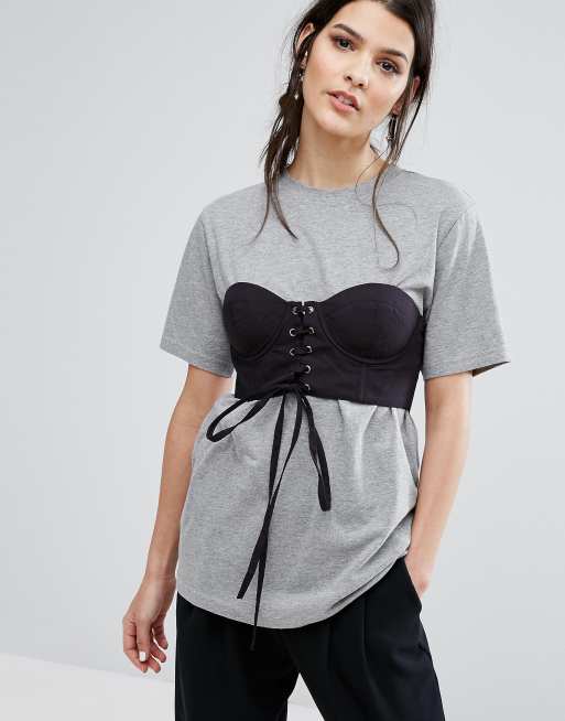 Oversized t shirt with corset sale