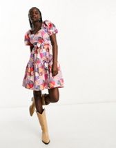 Neon Rose gingham ruffle tiered midaxi dress in pink