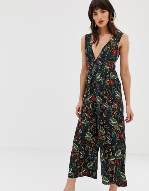 Plunging 2024 pinafore jumpsuit