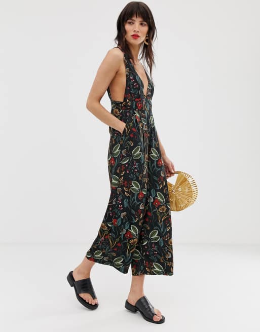 Plunging best sale pinafore jumpsuit