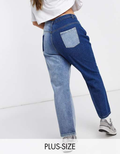 Neon Rose Plus high waist jeans in split leg denim