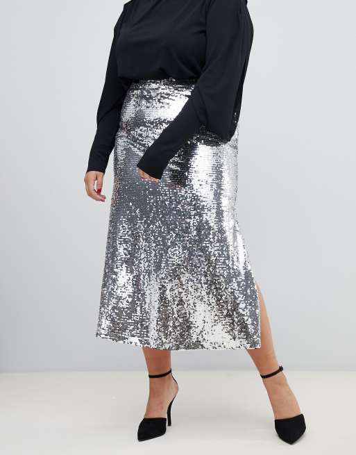 Neon rose midi 2025 skirt in sequin