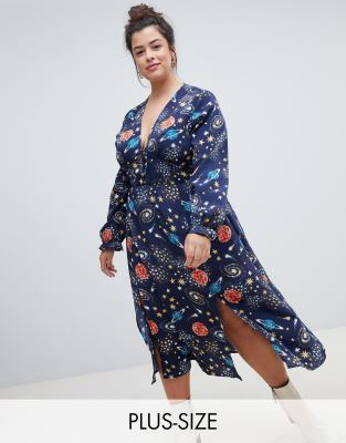 celestial print maxi dress