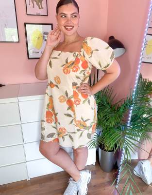 Neon Rose Plus – Mini-Freizeitkleid mit Grapefruit-Aufdruck | ASOS