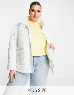 Neon Rose Plus padded jacket in vintage ditsy floral