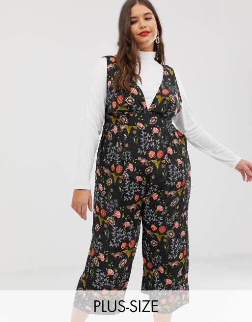 Plunging store pinafore jumpsuit