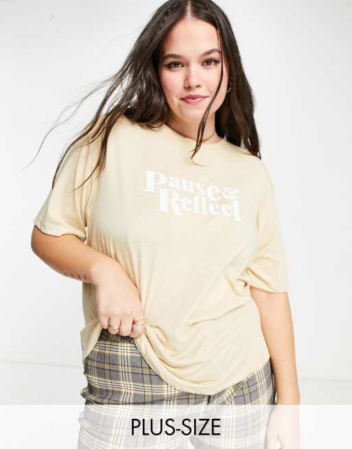 Neon Rose Plus relaxed t-shirt with pause slogan