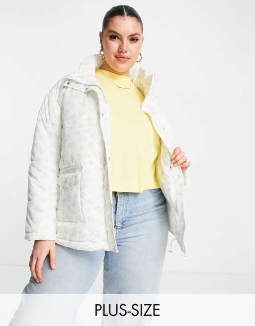 Neon Rose Plus – Wattierte Jacke mit Vintage-Blümchenmuster