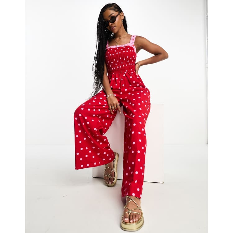 Polka dot cheap wide leg jumpsuit