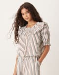 [Neon Rose] Neon Rose puff sleeve striped blouse in multi (Part of a set) 14 Multi stripe