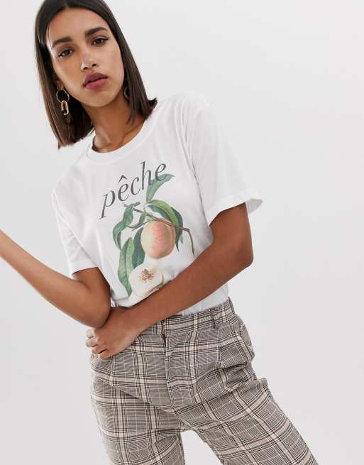 Neon Rose relaxed t shirt with peche print