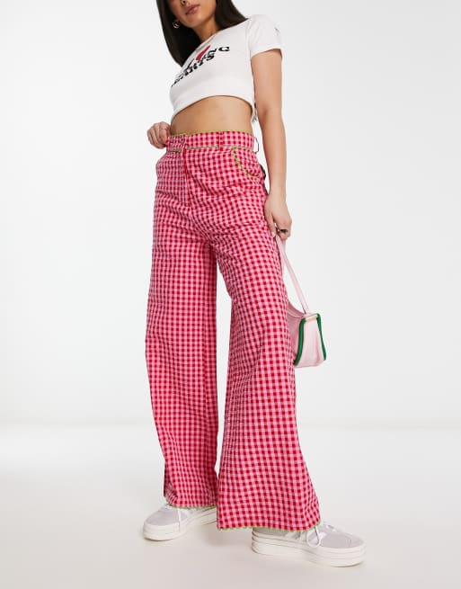 Wide leg 2025 gingham trousers