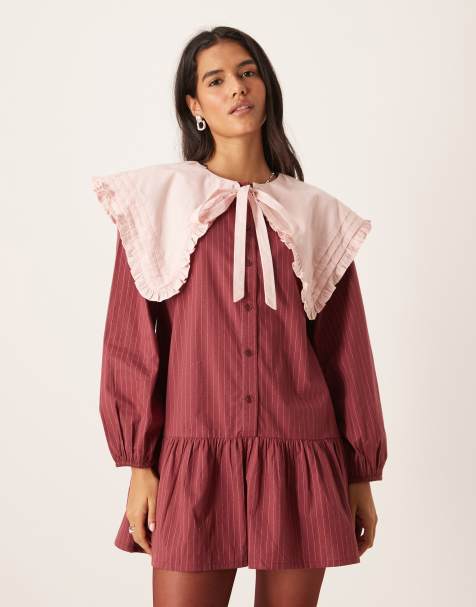 Neon Rose - Robe à col oversize - Bordeaux - view 1