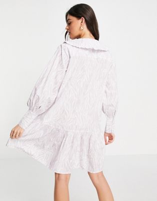 Robes casual Neon Rose - Robe courte décontractée avec col et jupe ample motif zèbre - Pastel