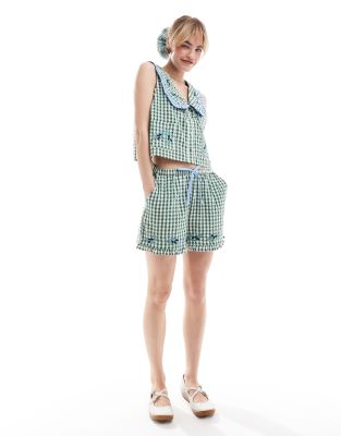 Soleil Gingham Ruffle Shorts main image 0