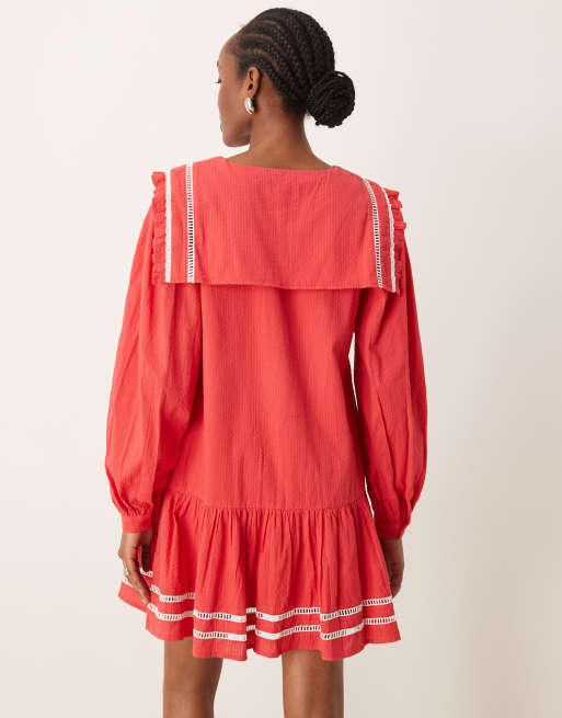 neon rose red dress Neon Rose Isobella Velvet Bow Detail Drop Waist Midi Dress